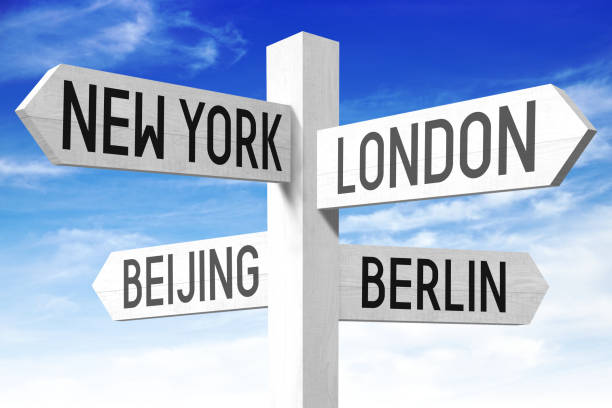 istock Capital cities - wooden signpost 668544186