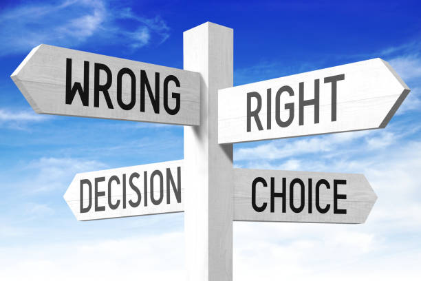 istock Choice concept - wooden signpost 668544544