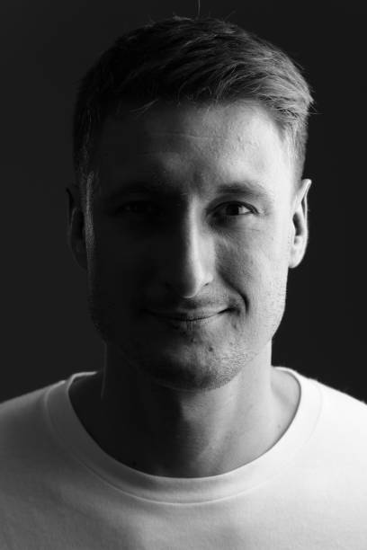 istock Face of handsome man in black and white 668561286