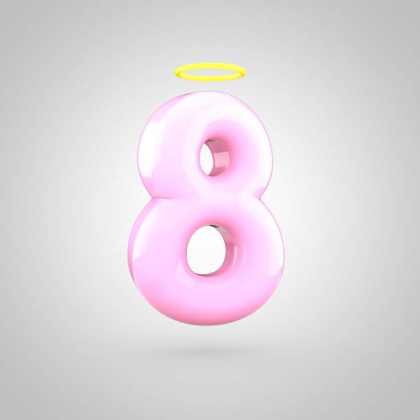 istock Cute angelic pink number 8 with halo 668568666