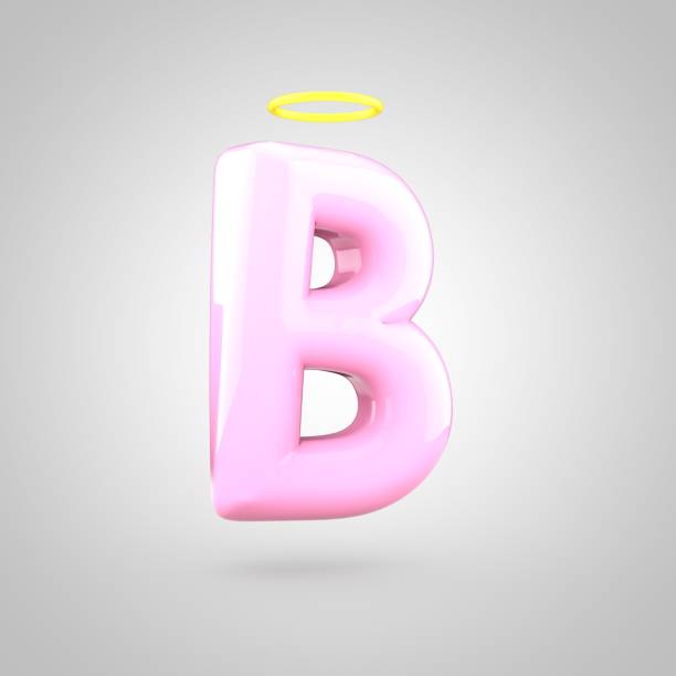 istock Cute angelic pink letter B uppercase with halo 668568846