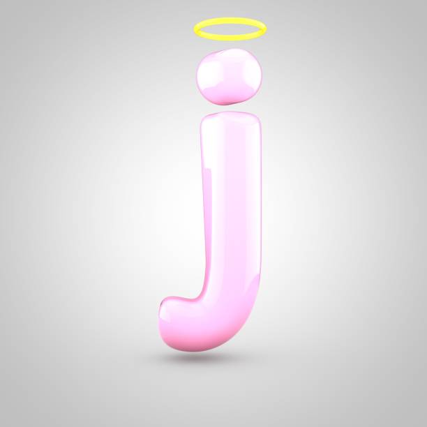 istock Cute angelic pink letter J lowercase with halo 668569442