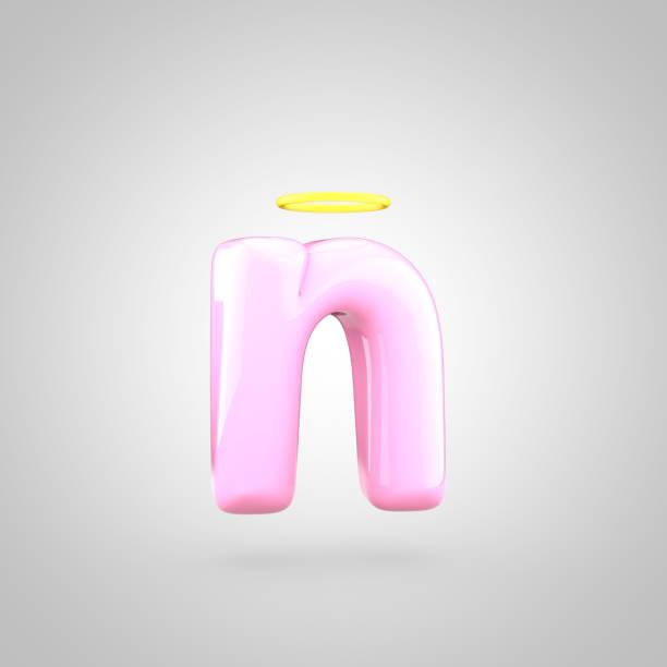 istock Cute angelic pink letter N lowercase with halo 668571636
