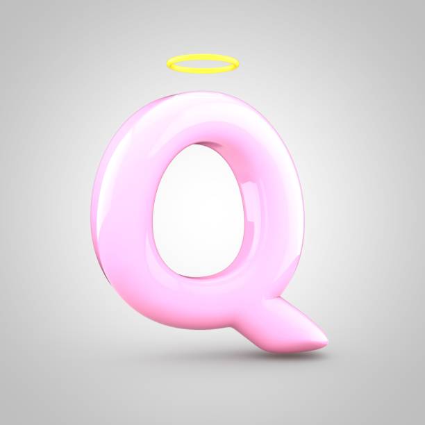 istock Cute angelic pink letter Q uppercase with halo 668571818