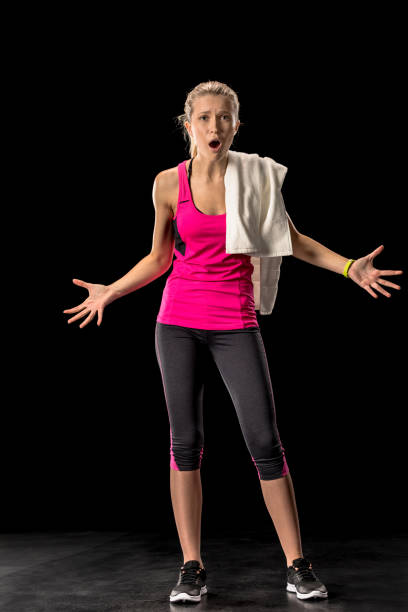 istock Upset sportswoman with towel 668575250