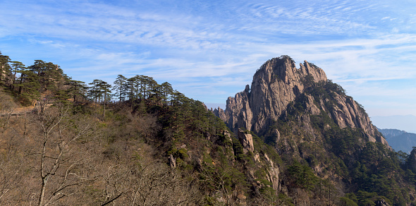 mountain peak at bukhansan national park in seoul province, south korea.
