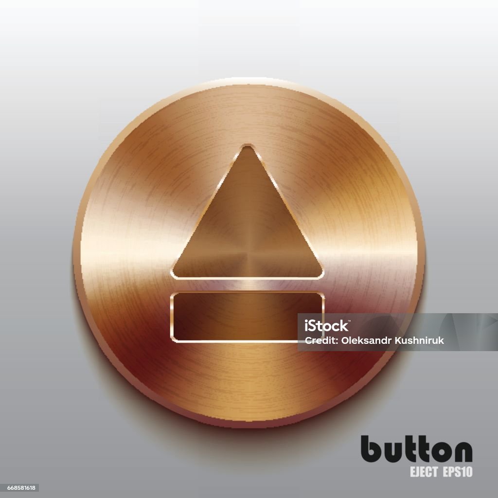 Bronze Eject Button Stock Illustration - Download Image Now - Abstract ...