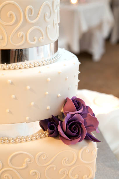 istock Wedding Cake with Flower and Ribbon Decoration 668590108