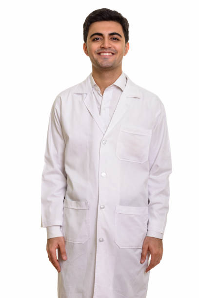 istock Young happy Persian man doctor smiling and standing 668593284