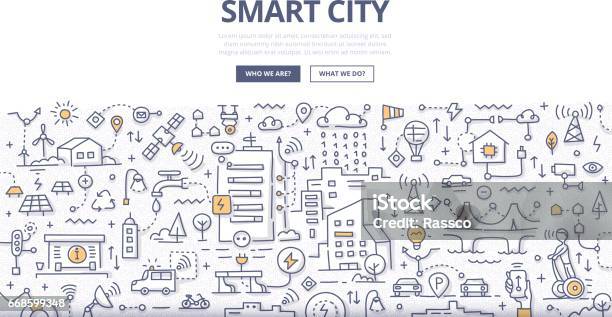 Smart City Doodle Concept Stock Illustration - Download Image Now - Smart City, Internet of Things, Doodle