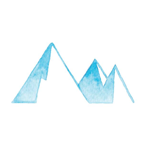 Watercolor Mountain icon Blue Watercolor illustration. mountain clipart stock illustrations