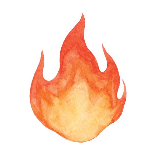 Watercolor Flame watercolor illustration. flame clipart stock illustrations