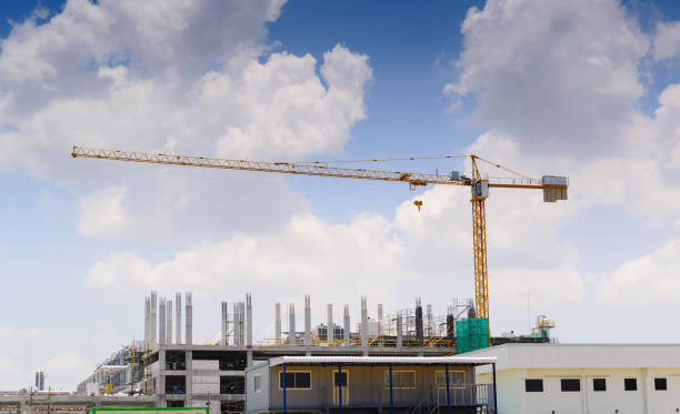 istock Top-Slewing Tower Crane on a Building Site 668613312