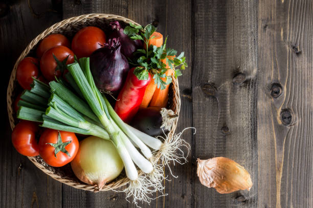 istock Fresh Organic Vegetables in Water Drops Close Up 668613524