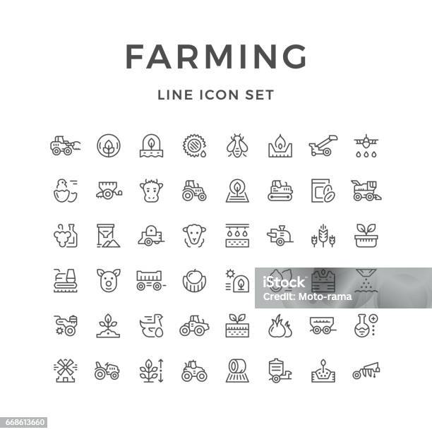 Icone Della Farm - Immagini vettoriali stock e altre immagini di Icona - Icona, Agricoltura, Trattore