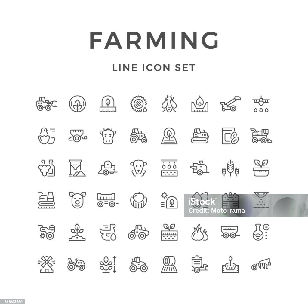 Farm icons Set line icons of farming and agriculture isolated on white. Vector illustration Icon Symbol stock vector