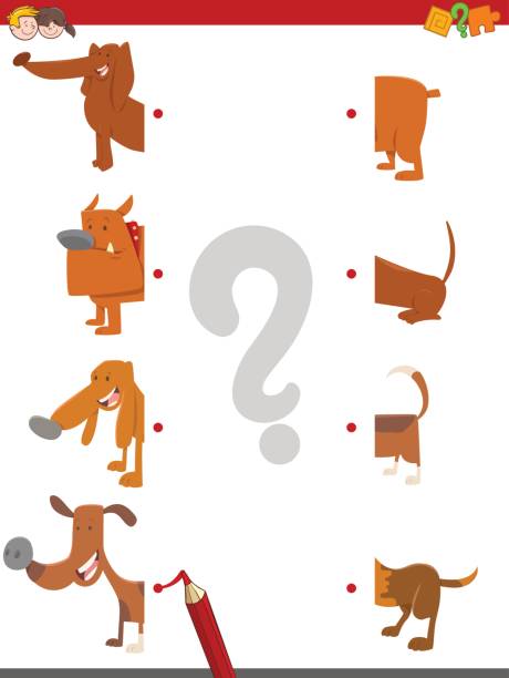 Match The Halves Of Dogs Stock Illustration - Download Image Now - Animal,  Cartoon, Characters - iStock