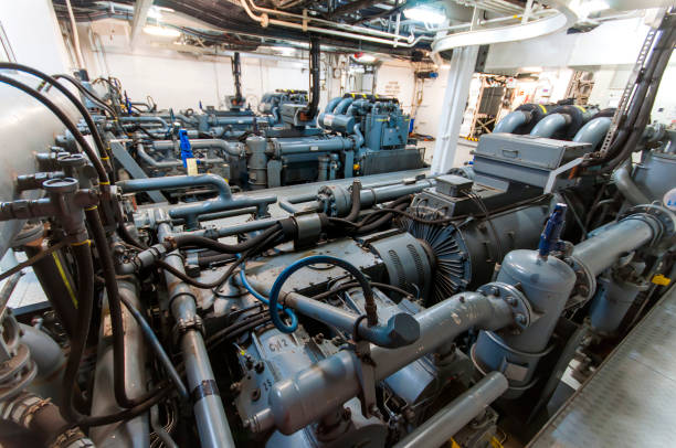 istock Heavy machinery on board industrial ship 668616038