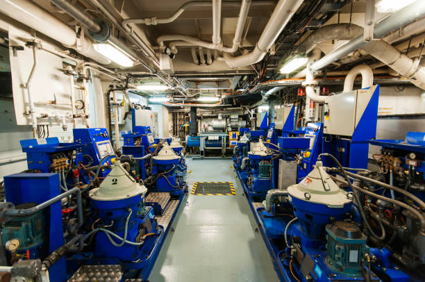 istock Heavy machinery on board industrial ship 668616102