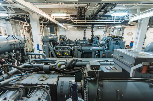 istock Heavy machinery on board industrial ship 668616290