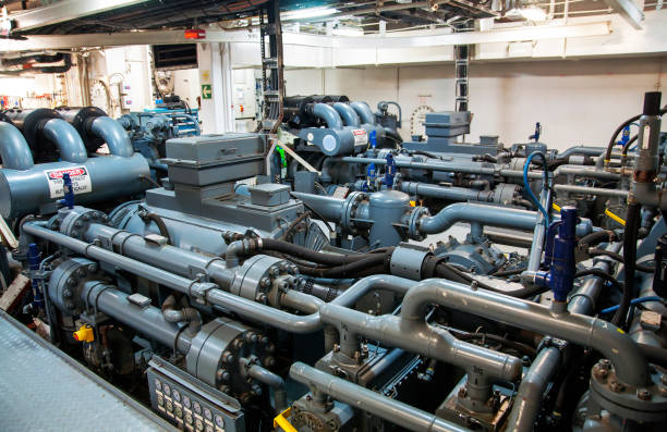 istock Heavy machinery on board industrial ship 668616836