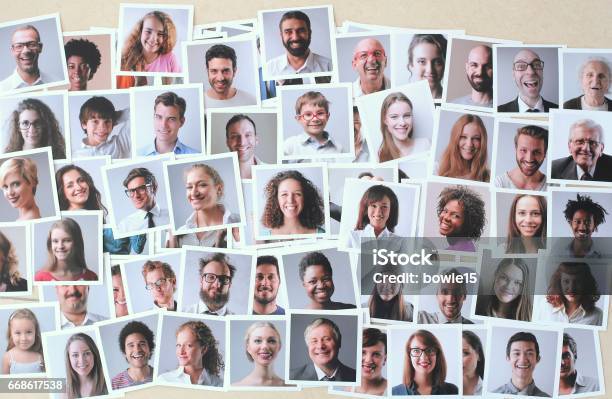 Polaroid Pictures Stock Photo - Download Image Now - People, Image Montage, Multiracial Group