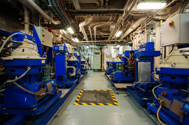 istock Heavy machinery on board industrial ship 668617804