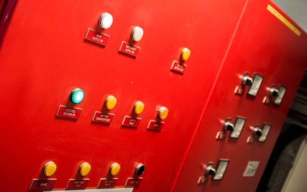 istock Control Switch panel of industrial equipment with buttons aboard modern ship 668620630