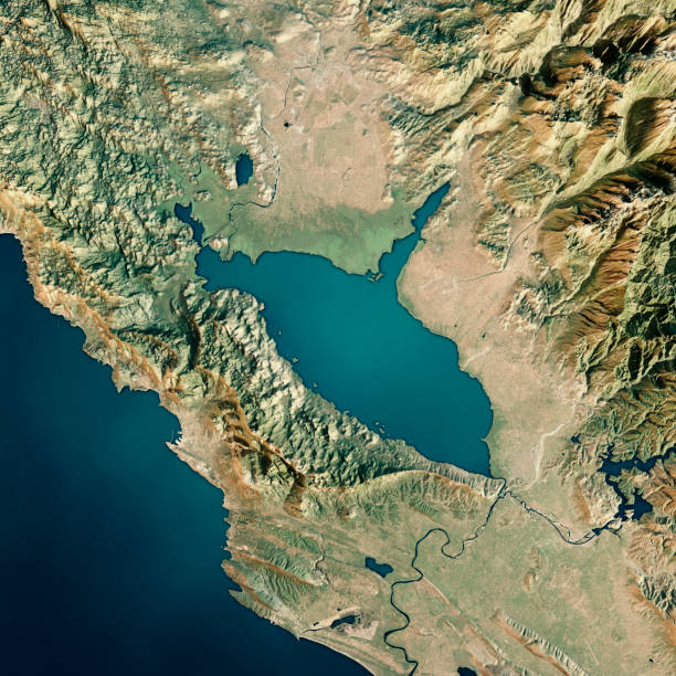 istock Lake Skadar 3D Render Satellite View Topographic Map 668621438