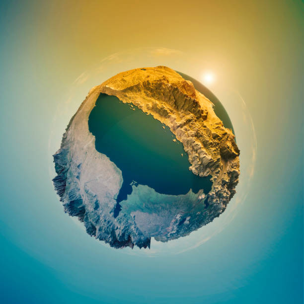 3D Render of a Topographic Map of Lake Skadar, Albania and Montenegro. Contains modified Copernicus Sentinel data (August 28, 2016) courtesy of ESA. Relief texture SRTM data courtesy of NASA. URL of source images: