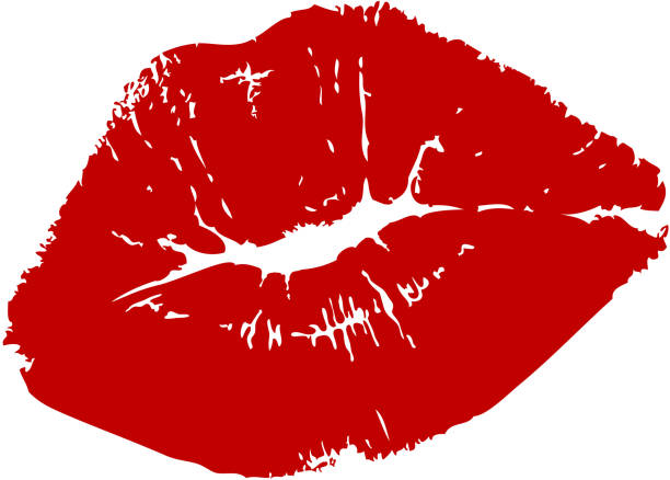 kissing tracing of vector human lips print. kissing stock illustrations