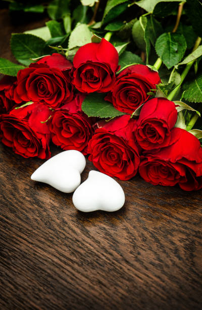 istock Red roses hearts Valentines Day decoration Holidays 668625206