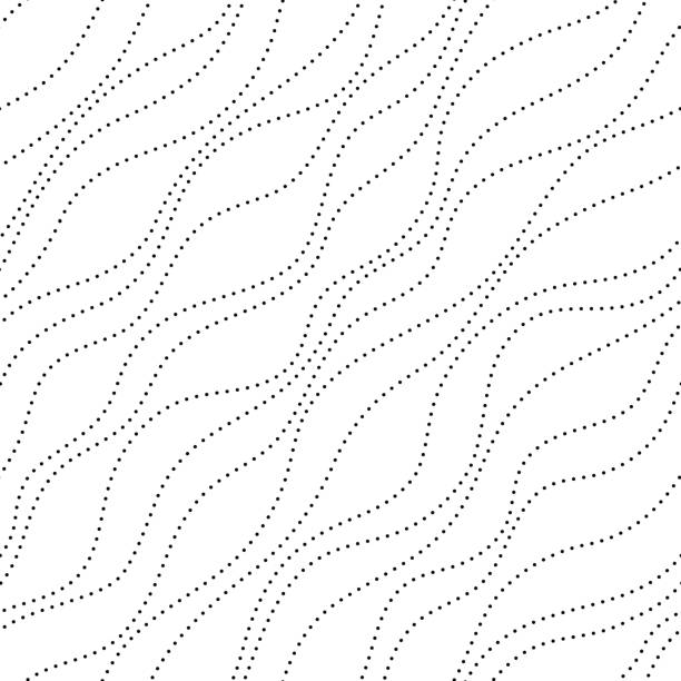 Wave dots pattern Abstract circle background. Vector dotted texture. Black and white wave ornament. Seamless pattern. Diagonal illustration for wallpaper, wrapping paper. Modern graphic print. Minimalistic style. dotted line stock illustrations