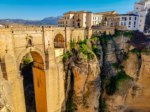 Ancient Roman bridge in Ronda - Puente Nuevo, Spain Andalucia