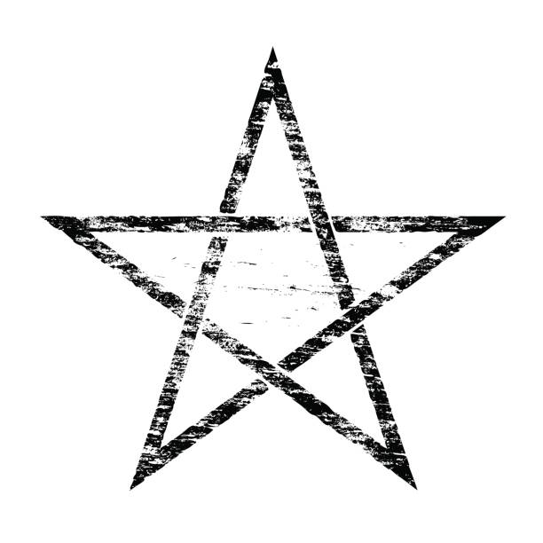 ilustrações de stock, clip art, desenhos animados e ícones de grungy pentangle symbol - pentangle