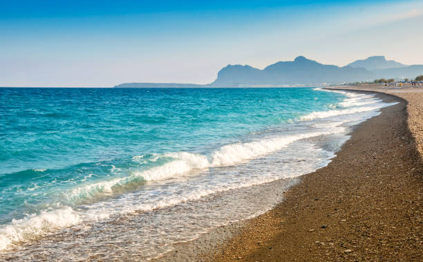 Spiaggia di Afandou (baia di Afantou), isola di Rodi, Grecia - foto stock