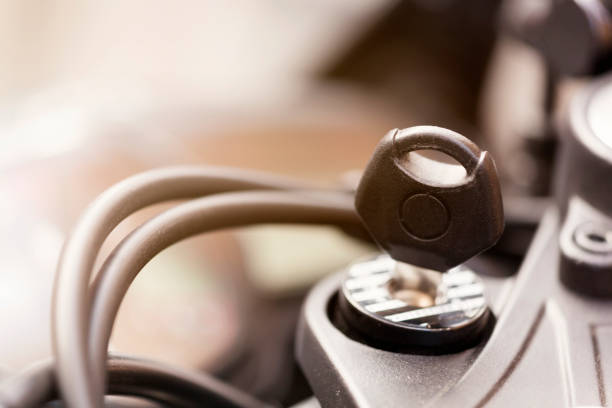 istock Close-up of ignition key in motorcycle 668657822