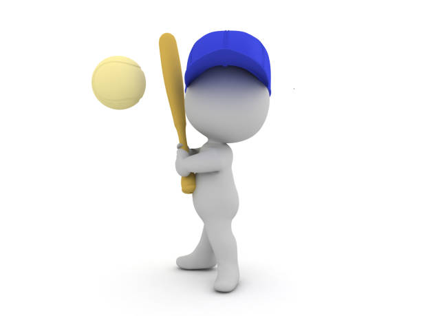 istock 3D Character holding a baseball bat ready to strike the oncoming ball 668660740