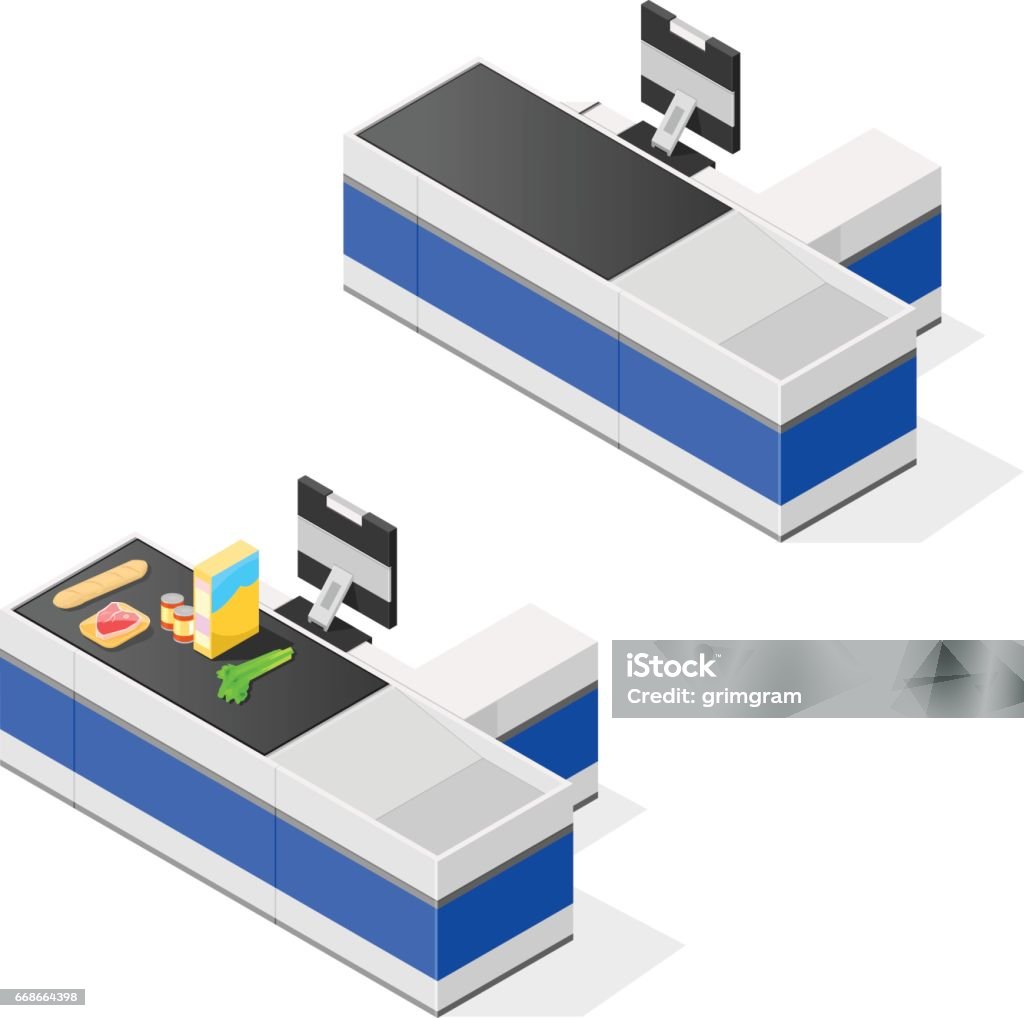Vector Isometric Checkout Counter Stock Illustration - Download Image ...