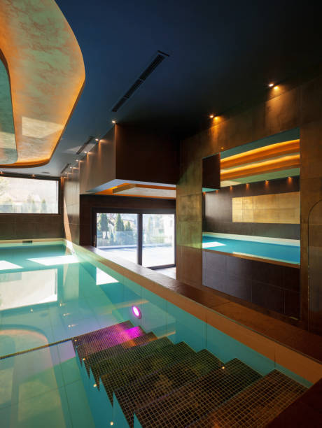 istock Swimming pool in a modern villa, nobody 668668340