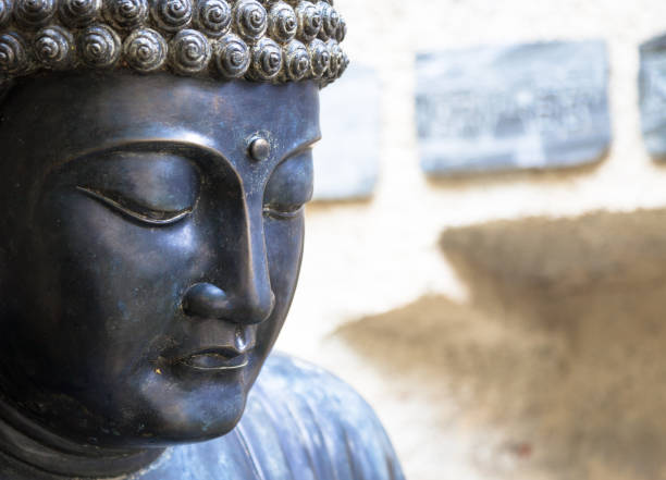 Meditating Japanese Buddha Statue Made in bronze, c.a. 1860, meditating position. Useful for concepts related to concentration. boadicea statue stock pictures, royalty-free photos & images