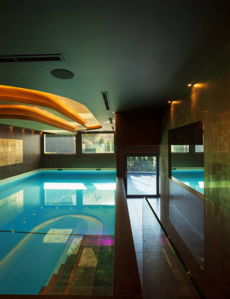 istock Swimming pool in a modern villa, nobody 668670752