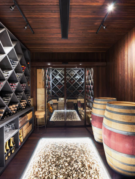 istock Wine cellar with wine bottle and glasses 668671266