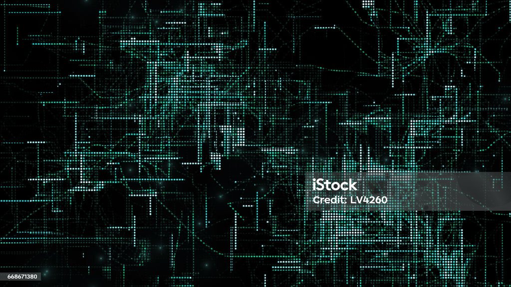 Digital Matrix Particles Grid Stock Illustration - Download Image Now ...