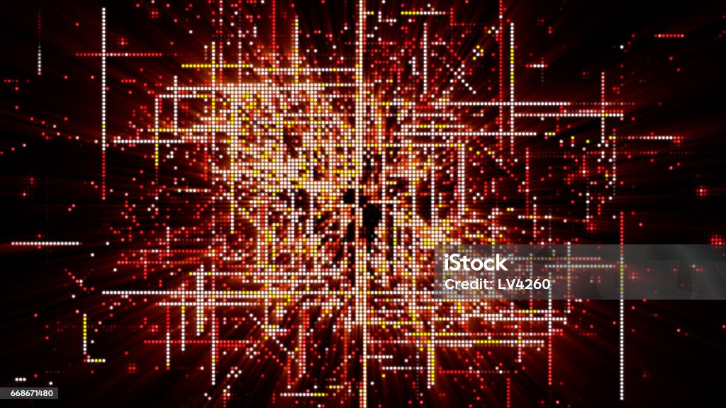 Digital Matrix Particles Grid Stock Illustration - Download Image Now ...