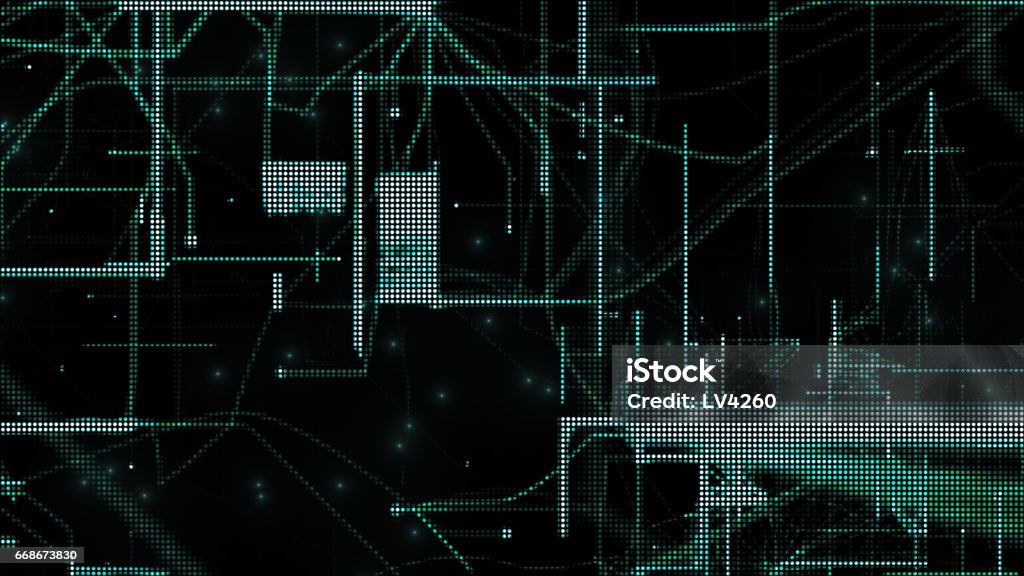 Digital Matrix Particles Grid Stock Illustration - Download Image Now ...
