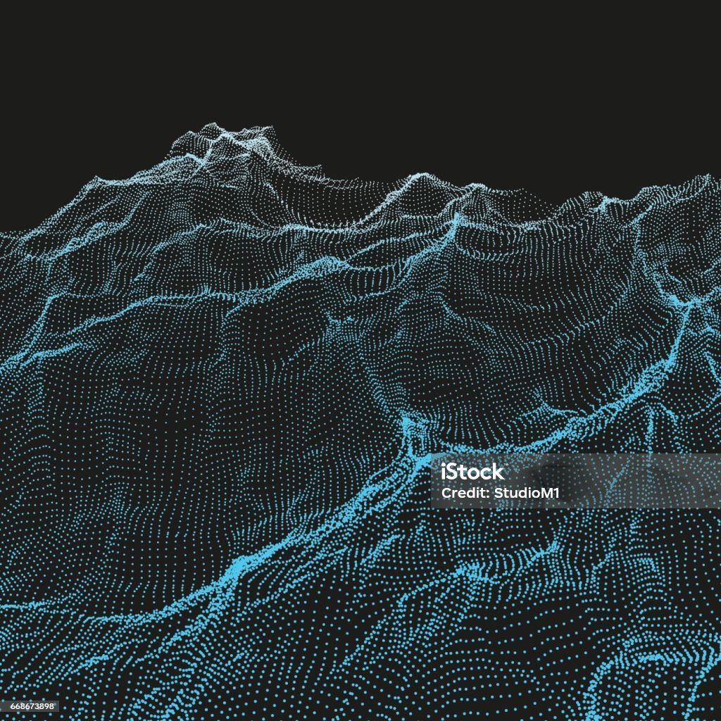 Landscape Background. Terrain. Cyberspace Grid. 3D Vector Illustration. Landscape Background. Terrain. Cyberspace Grid. 3D Technology Vector Illustration. Relief Map stock vector