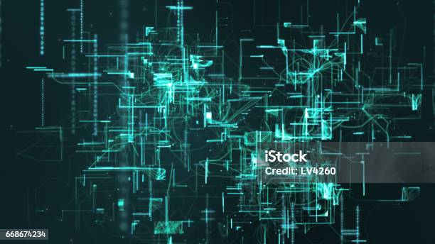 Digital Matrix Particles Grid Stock Illustration - Download Image Now ...