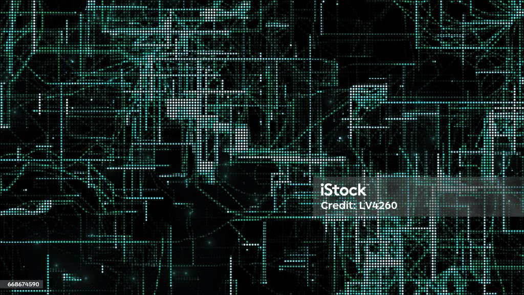 Digital Matrix Particles Grid Stock Illustration - Download Image Now ...