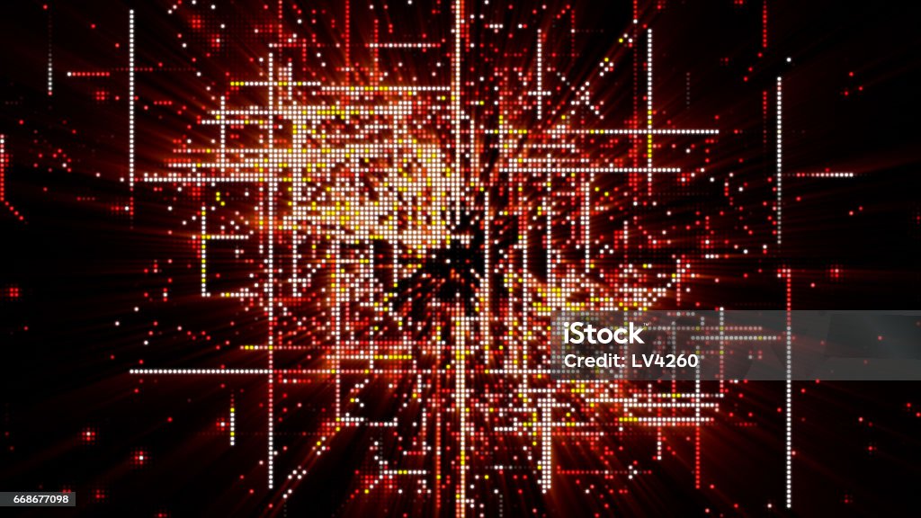 Digital Matrix Particles Grid Stock Illustration - Download Image Now ...